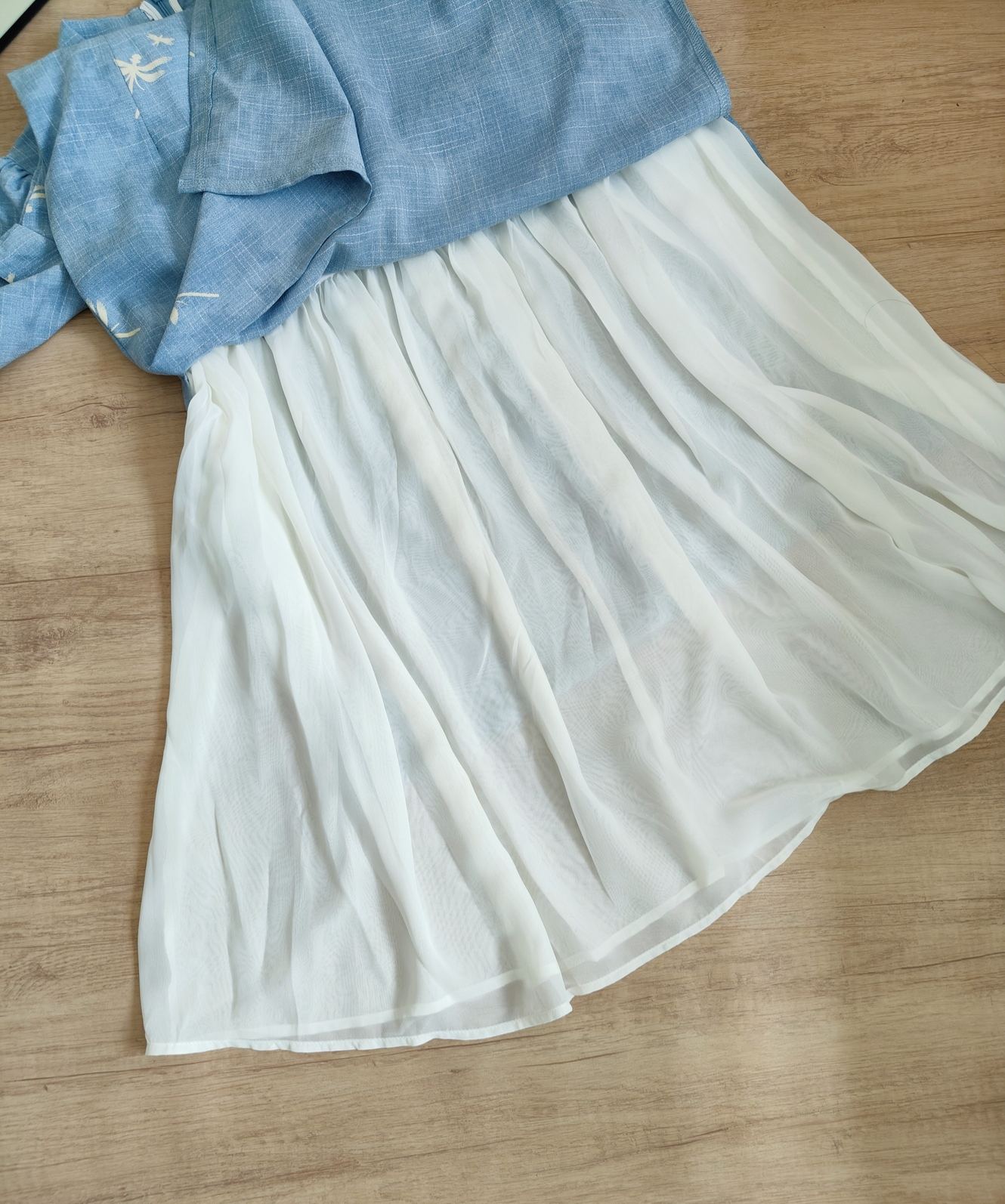 VELVÉ Chiffon Long Cheongsam新中式拼接雪纺旗袍*2 Colors