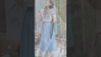 Embroidered Ruffle Hem Top & Skirt Set 刺绣荷叶边上衣+半身裙两件套