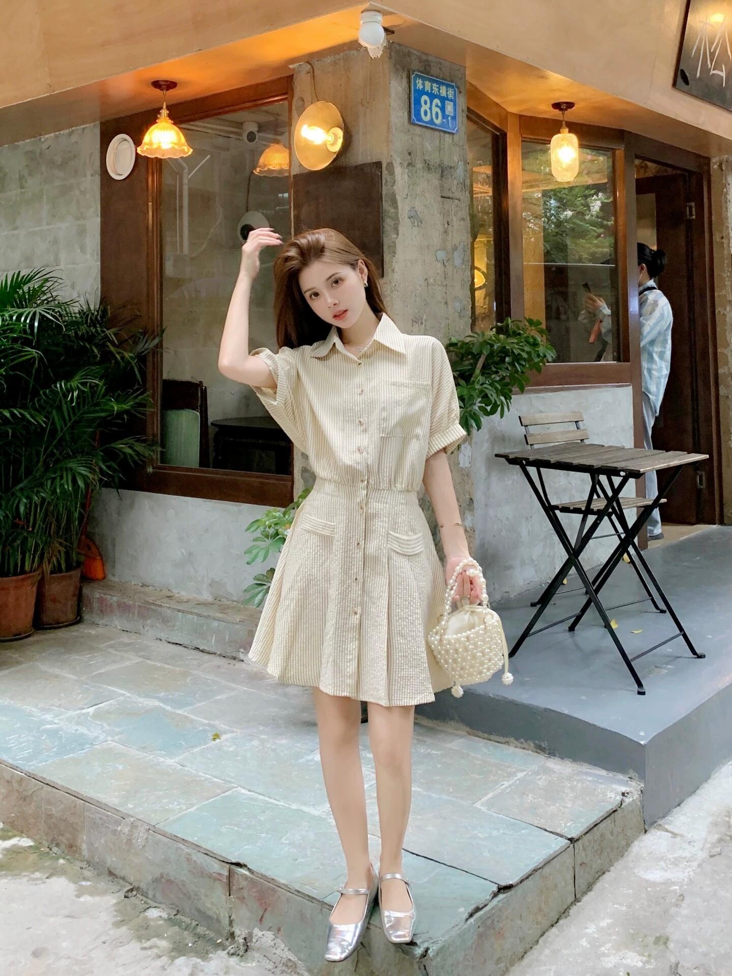 Nina Striped Shirt Dress 文艺范~条纹衬衫连衣裙*2Colors