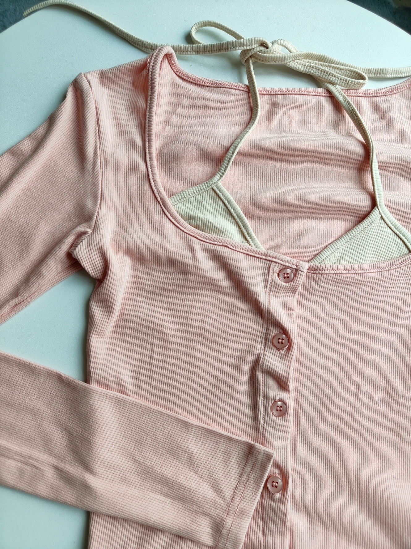 Sassy Faux Two-In-One Knit Top 辣妹假两件针织衫短款T恤*2Colors