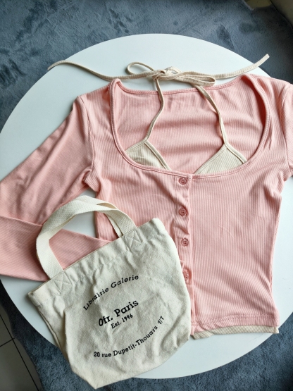Sassy Faux Two-In-One Knit Top 辣妹假两件针织衫短款T恤*2Colors