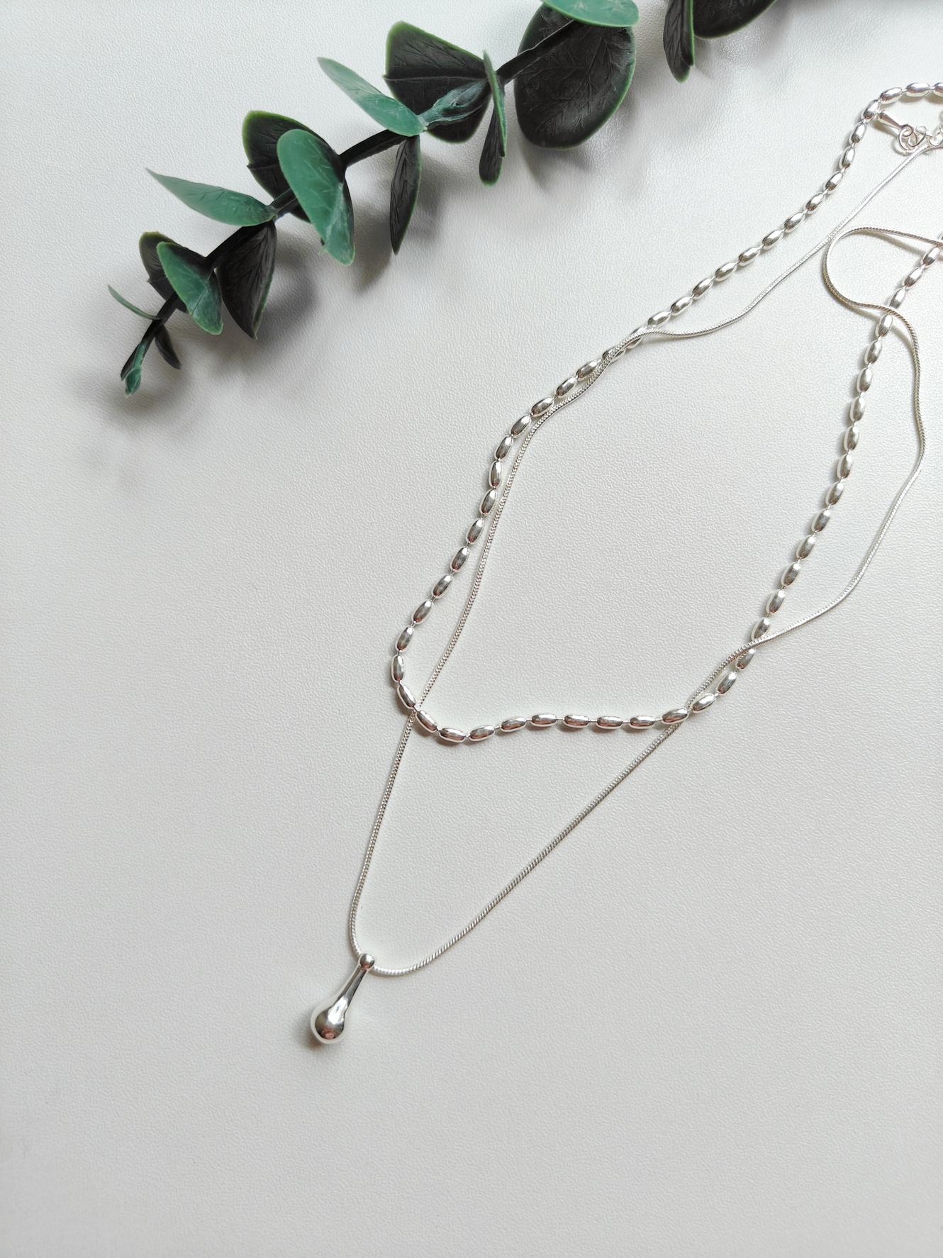 Two-Layer Bean Metal Necklace 小众双层豆子金属项链 
