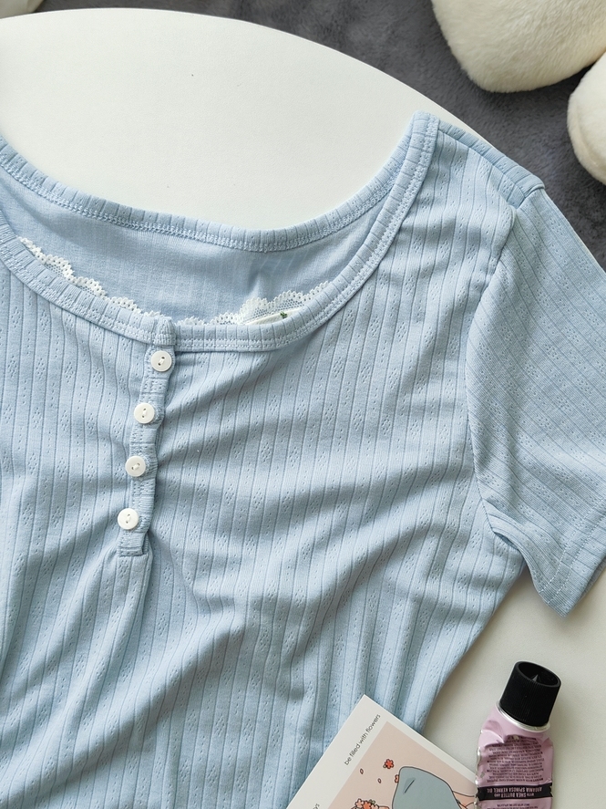 Faux Lace Floral Knit Top 假两件蕾丝碎花上衣*3色 