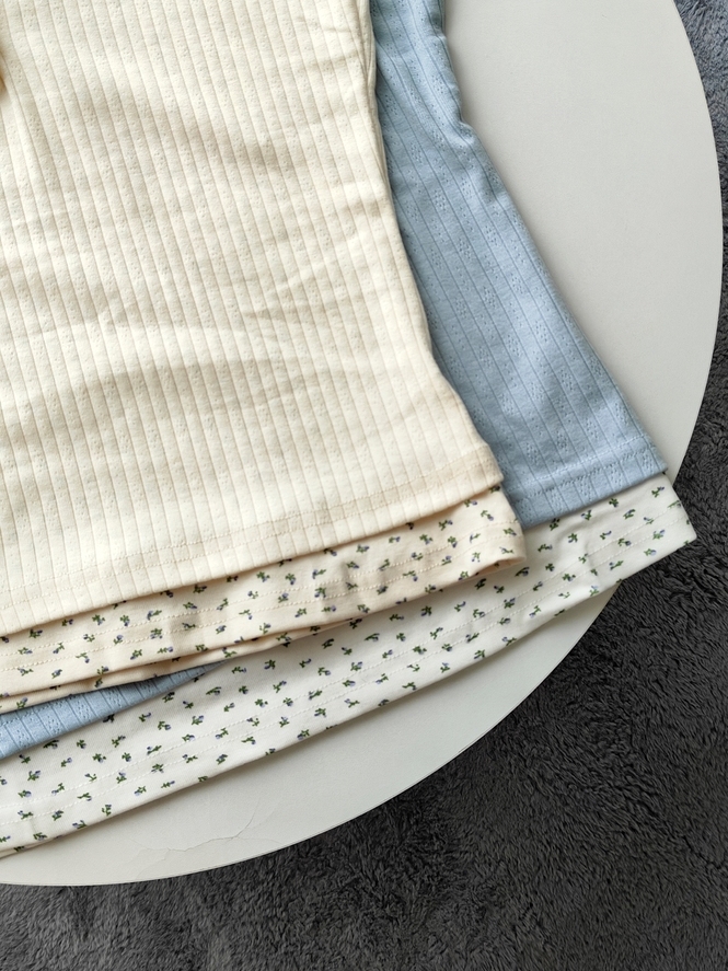 Faux Lace Floral Knit Top 假两件蕾丝碎花上衣*3色 