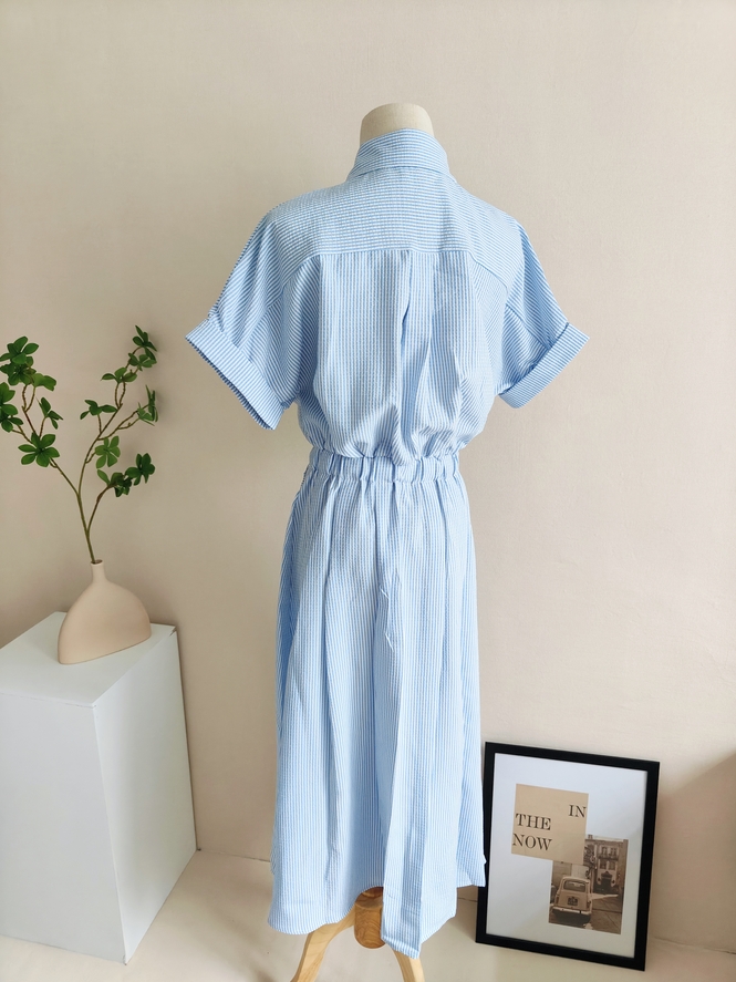 Nina Striped Shirt Dress 文艺范~条纹衬衫连衣裙*2Colors