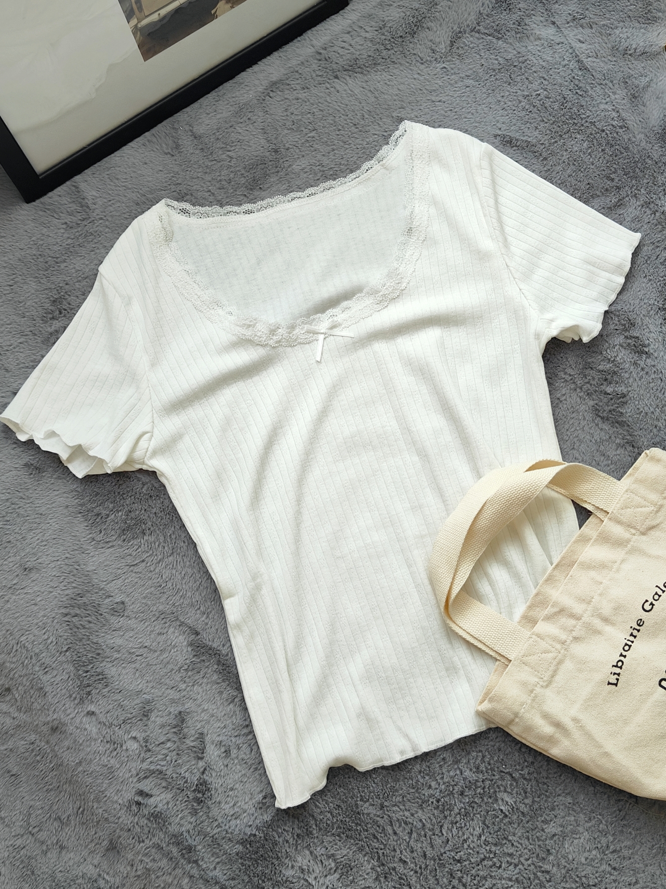 Lace Trim Bow Top 纯欲蕾丝边蝴蝶结上衣*3 Colors