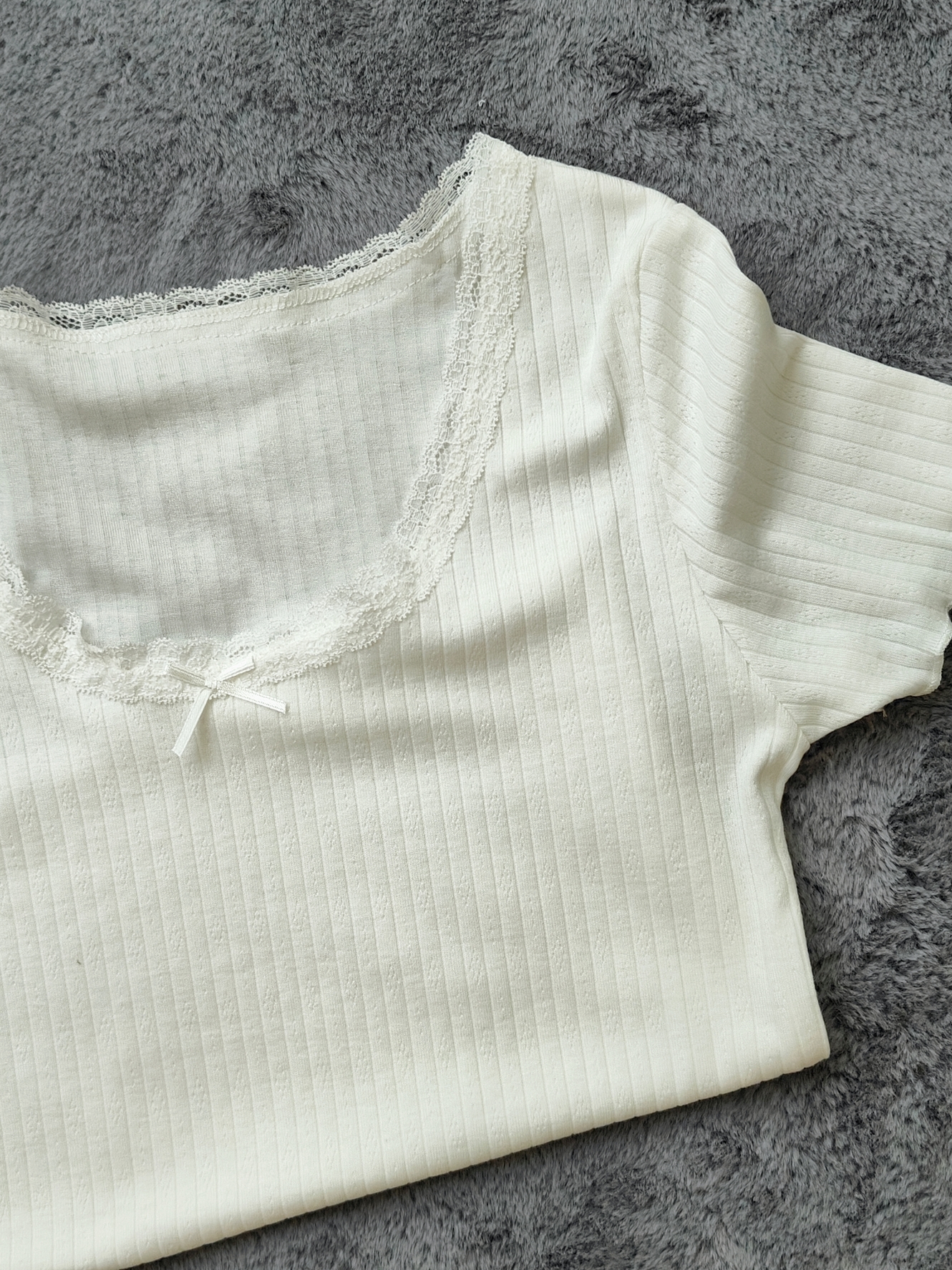 Lace Trim Bow Top 纯欲蕾丝边蝴蝶结上衣*3 Colors