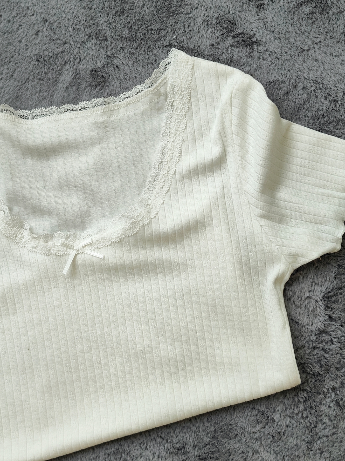Lace Trim Bow Top 纯欲蕾丝边蝴蝶结上衣*3 Colors