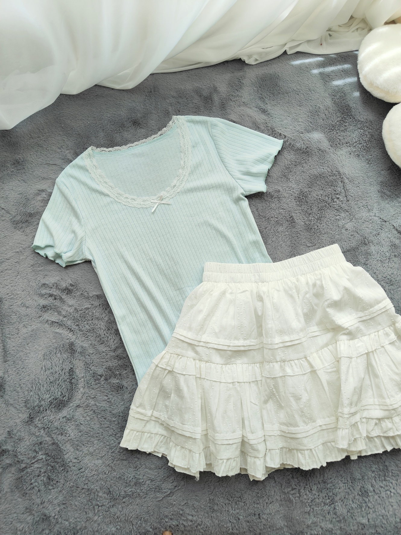 Lace Trim Bow Top 纯欲蕾丝边蝴蝶结上衣*3 Colors