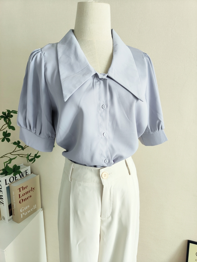  Lavender V-Neck Blouse 熏衣紫V领衬衫