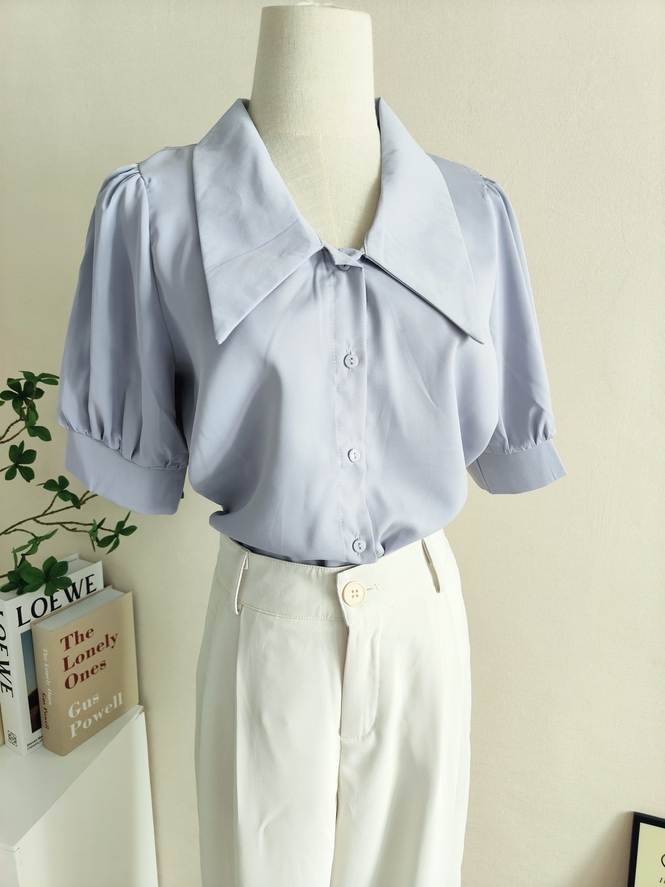  Lavender V-Neck Blouse 熏衣紫V领衬衫