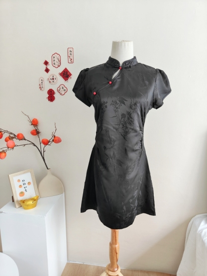 Orchid Jacquard Cheongsam 雪兰提花立领旗袍*Blue S Black M last pcs!