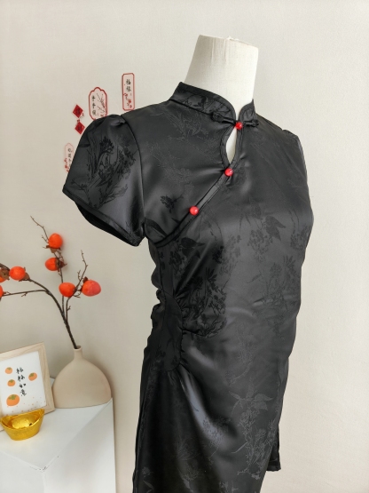 Orchid Jacquard Cheongsam 雪兰提花立领旗袍*Blue S Black M last pcs!