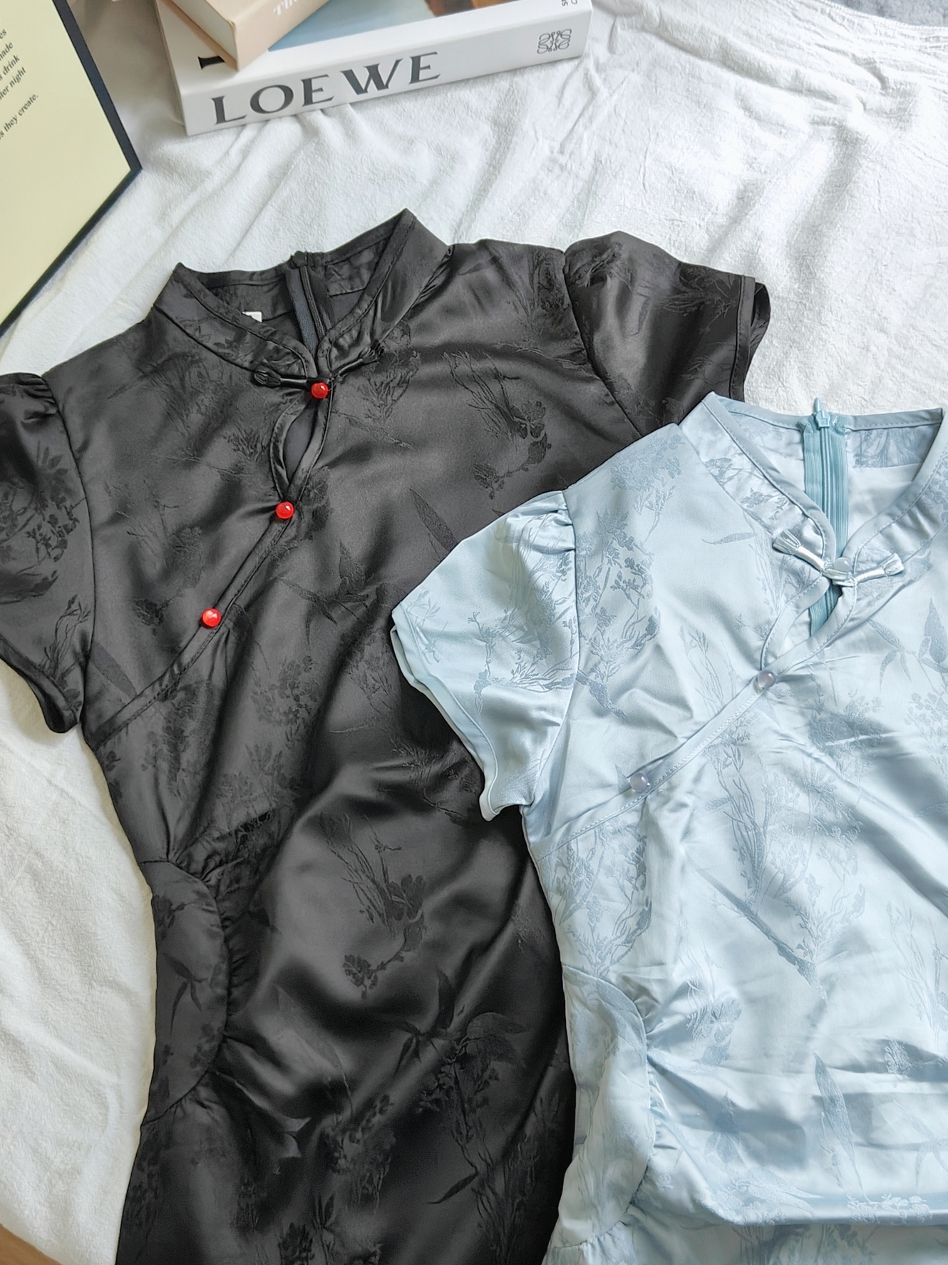 Orchid Jacquard Cheongsam 雪兰提花立领旗袍*Blue S Black M last pcs!