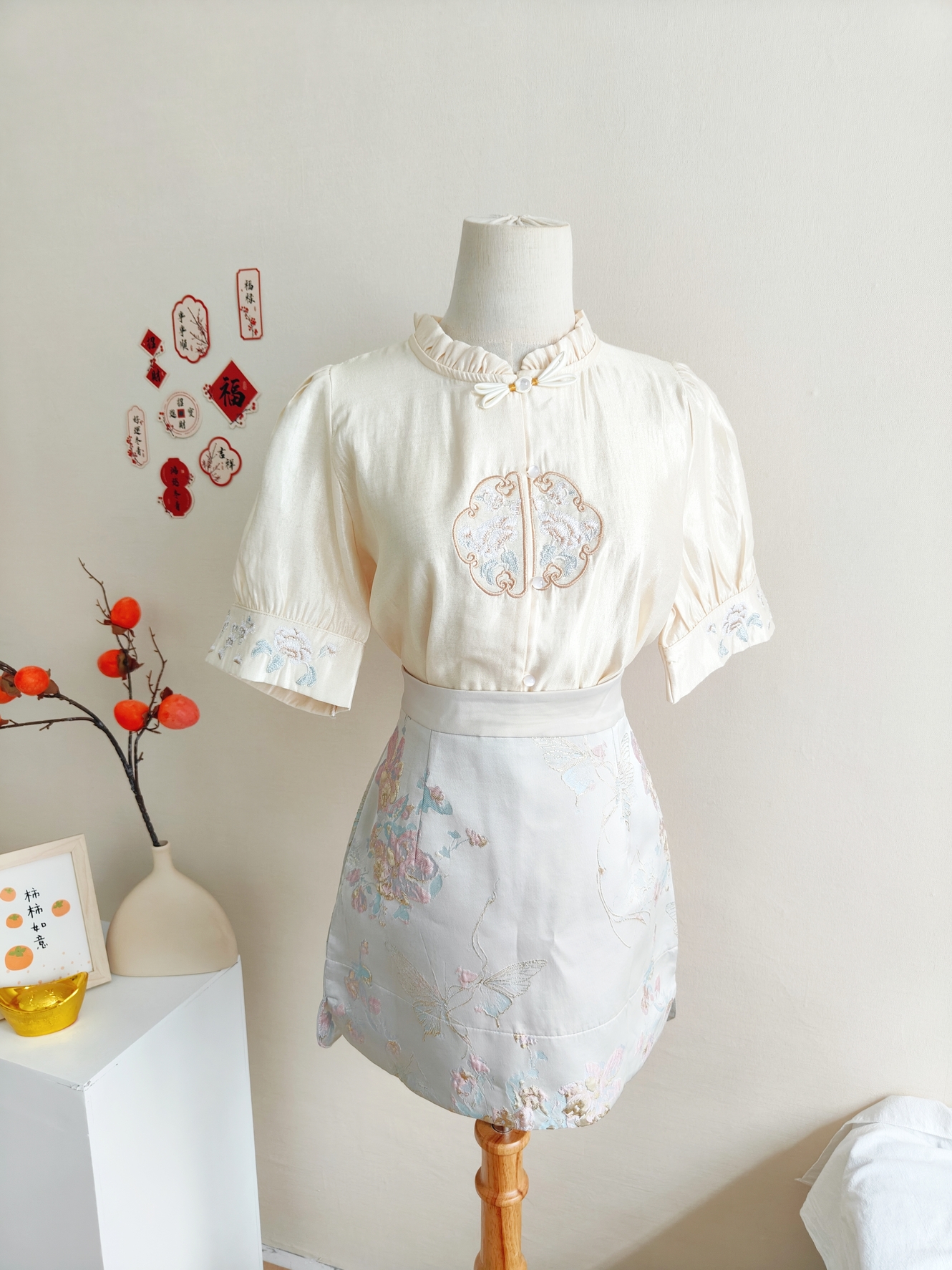 Vintage Jacquard Skirt  中式提花半身裙*只剩M