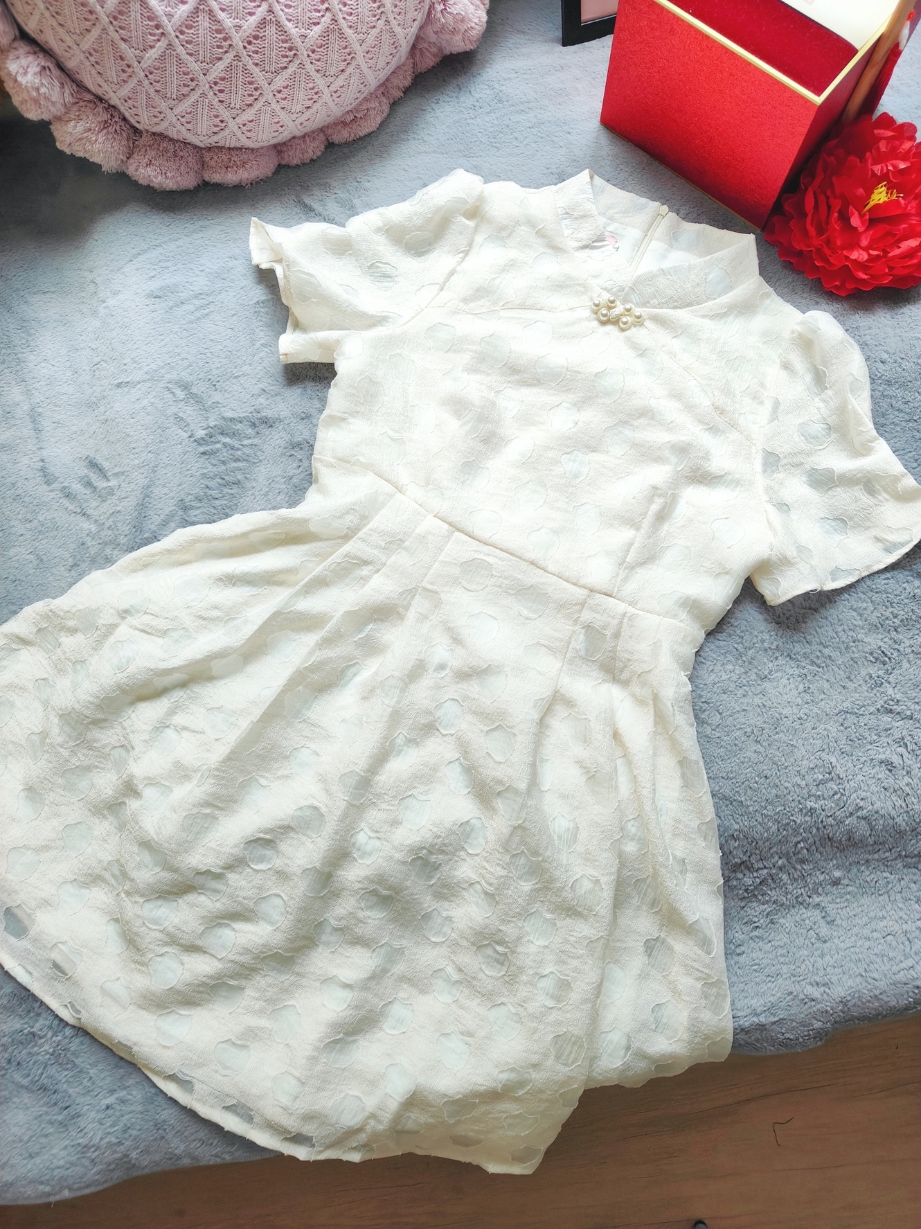 Classic Apricot Cheongsam Dress 杏色中式连衣裙