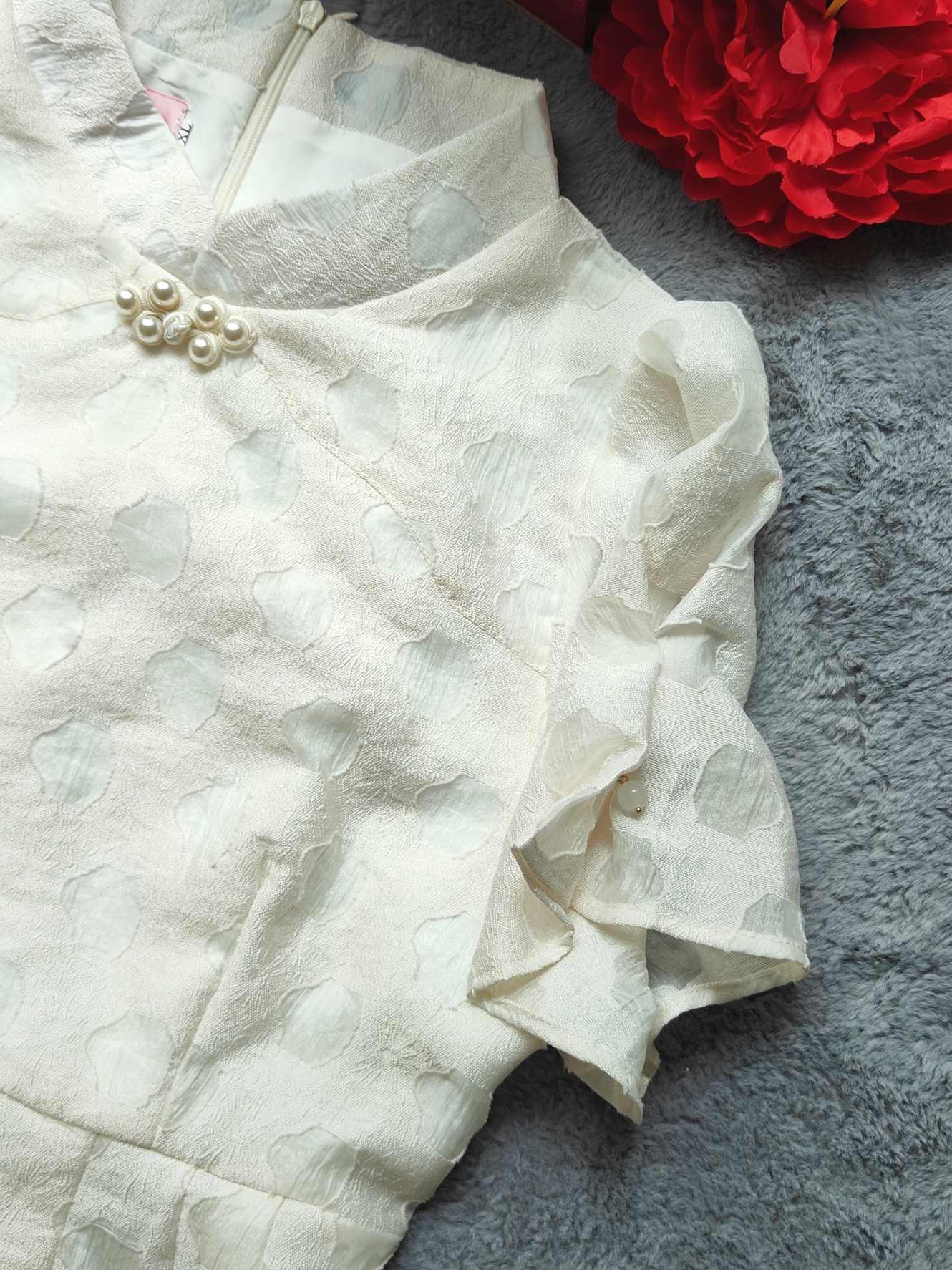 Classic Apricot Cheongsam Dress 杏色中式连衣裙