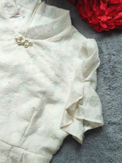 Classic Apricot Cheongsam Dress 杏色中式连衣裙