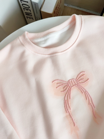 Ribbon Sweatshirt & Shawl Set 薄款蝴蝶结卫衣+披肩两件套*2Colors