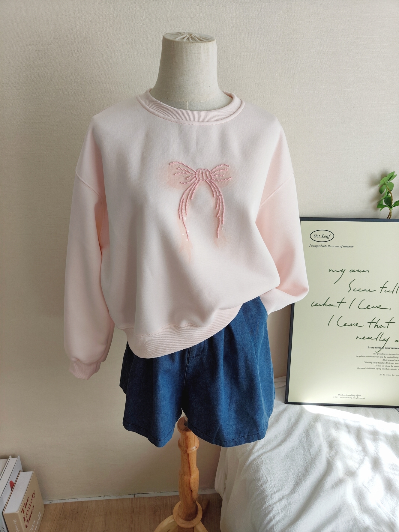 Ribbon Sweatshirt & Shawl Set 薄款蝴蝶结卫衣+披肩两件套*2Colors