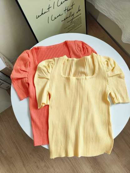 Stella Puff Sleeve Top 心机方领泡泡袖上衣*5Colors