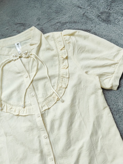 Chinese Knot Ruffle Shirt 盘扣荷叶边衬衫