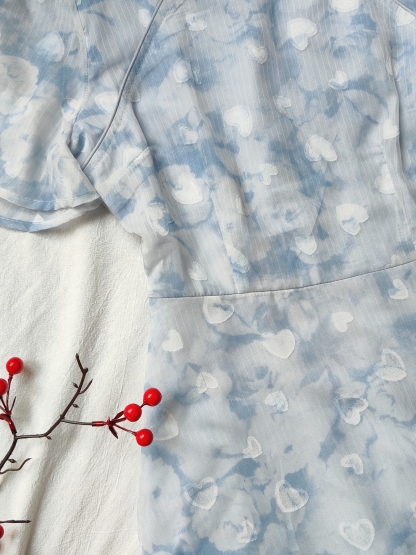 Blue Blossom Chiffon Dress 蓝色雪纺碎花裙