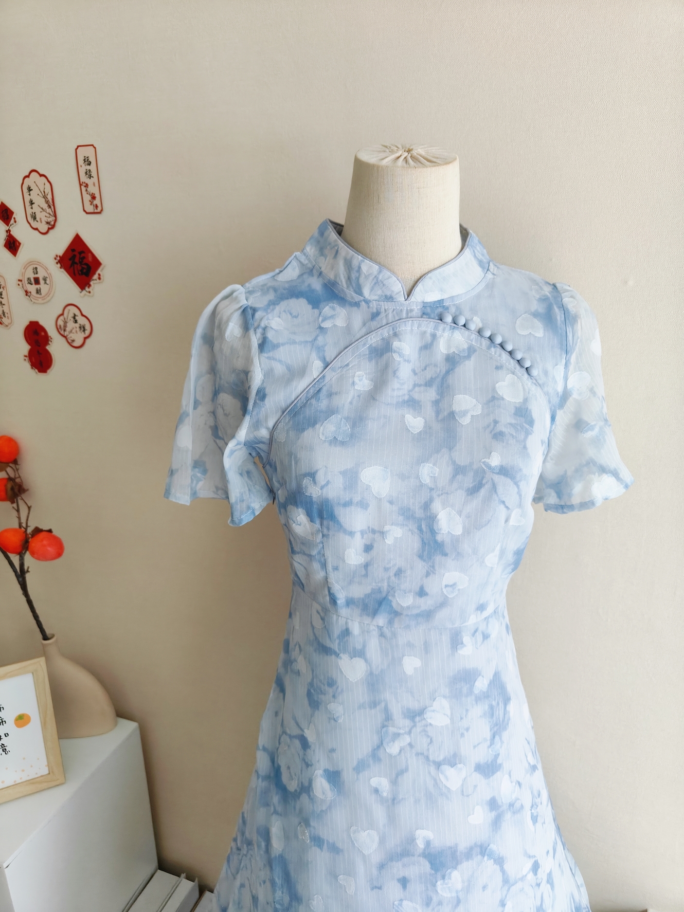 Blue Blossom Chiffon Dress 蓝色雪纺碎花裙