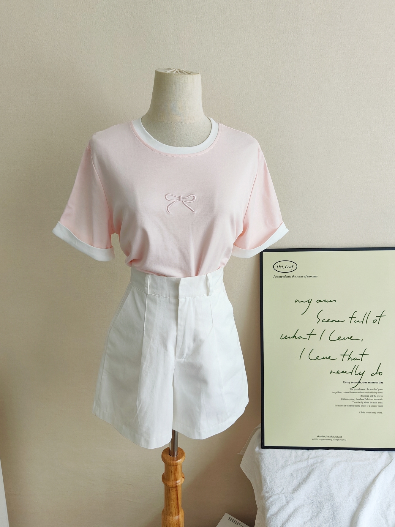 Ice Cream Color Bow Tee 冰淇淋色拼接蝴蝶结T恤*2 Colors