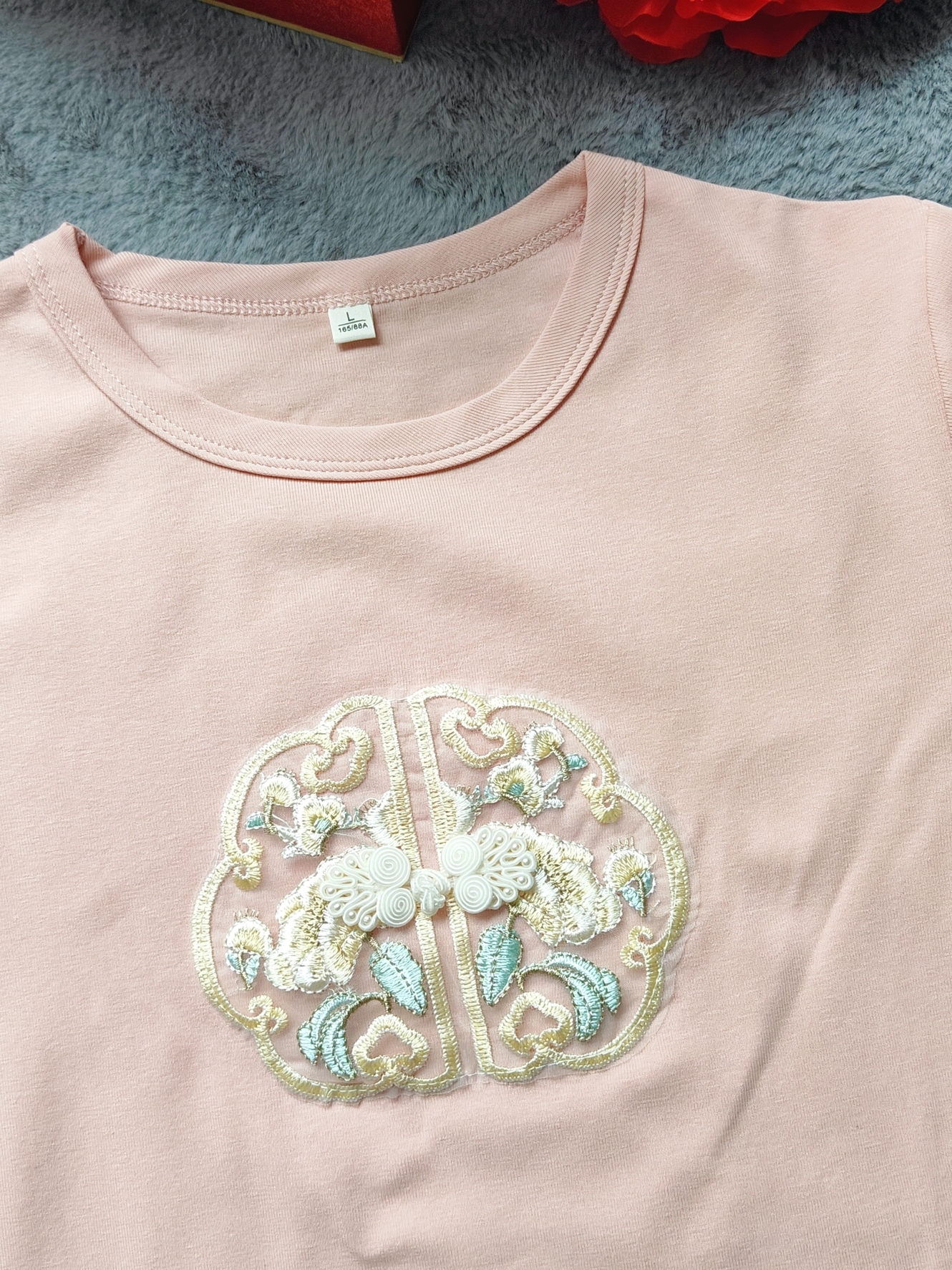 Ribbed Texture Embroidered Crop Tee 刺绣螺纹短款t恤*4 Colors 