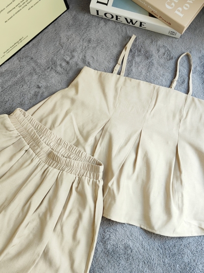 Muse Two-Piece 法式吊带上衣阔腿裤两件套*4 Colors