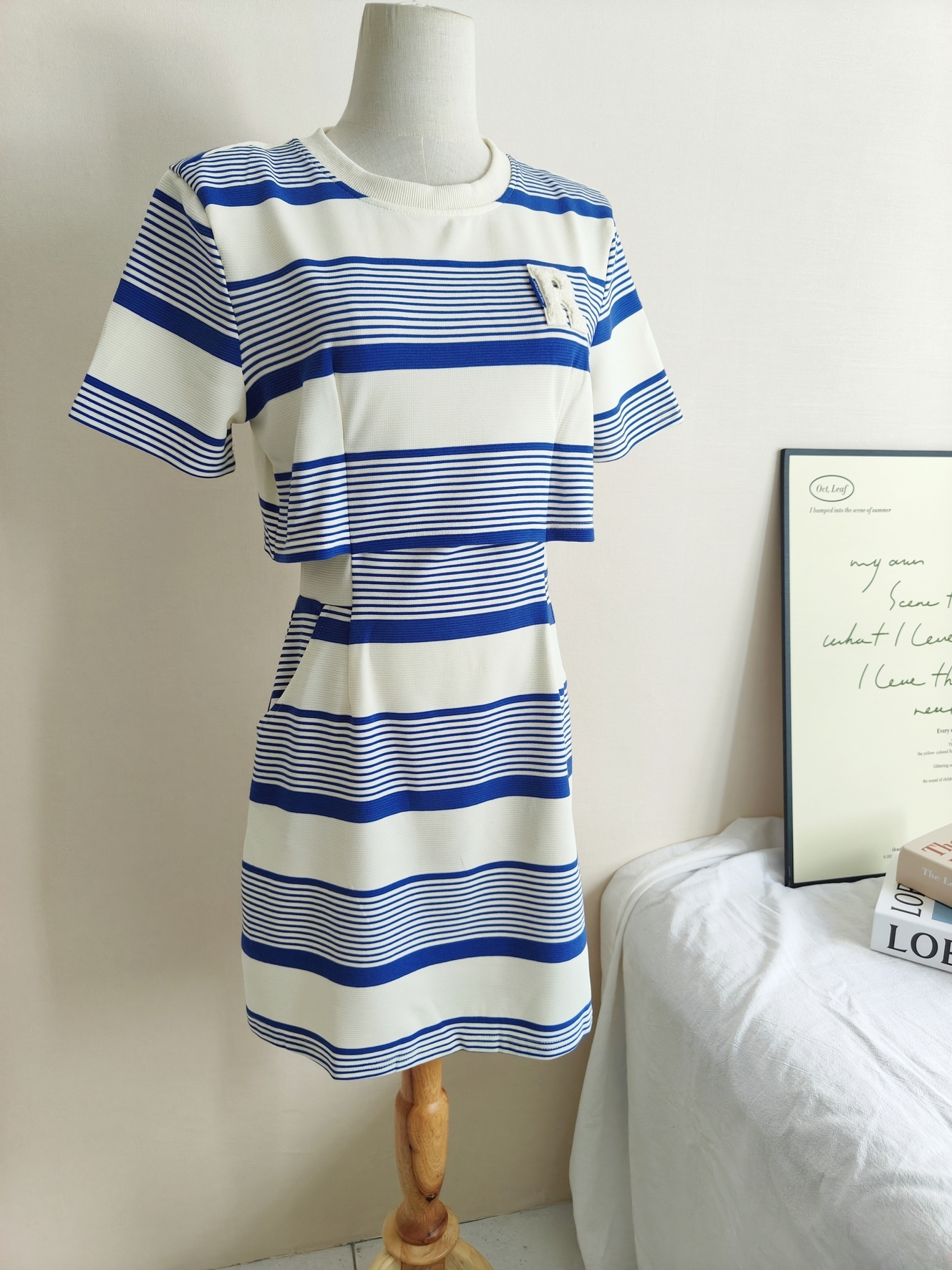 Faux Two-Piece Striped Tee Dress 假两件条纹T恤连衣裙*2Colors