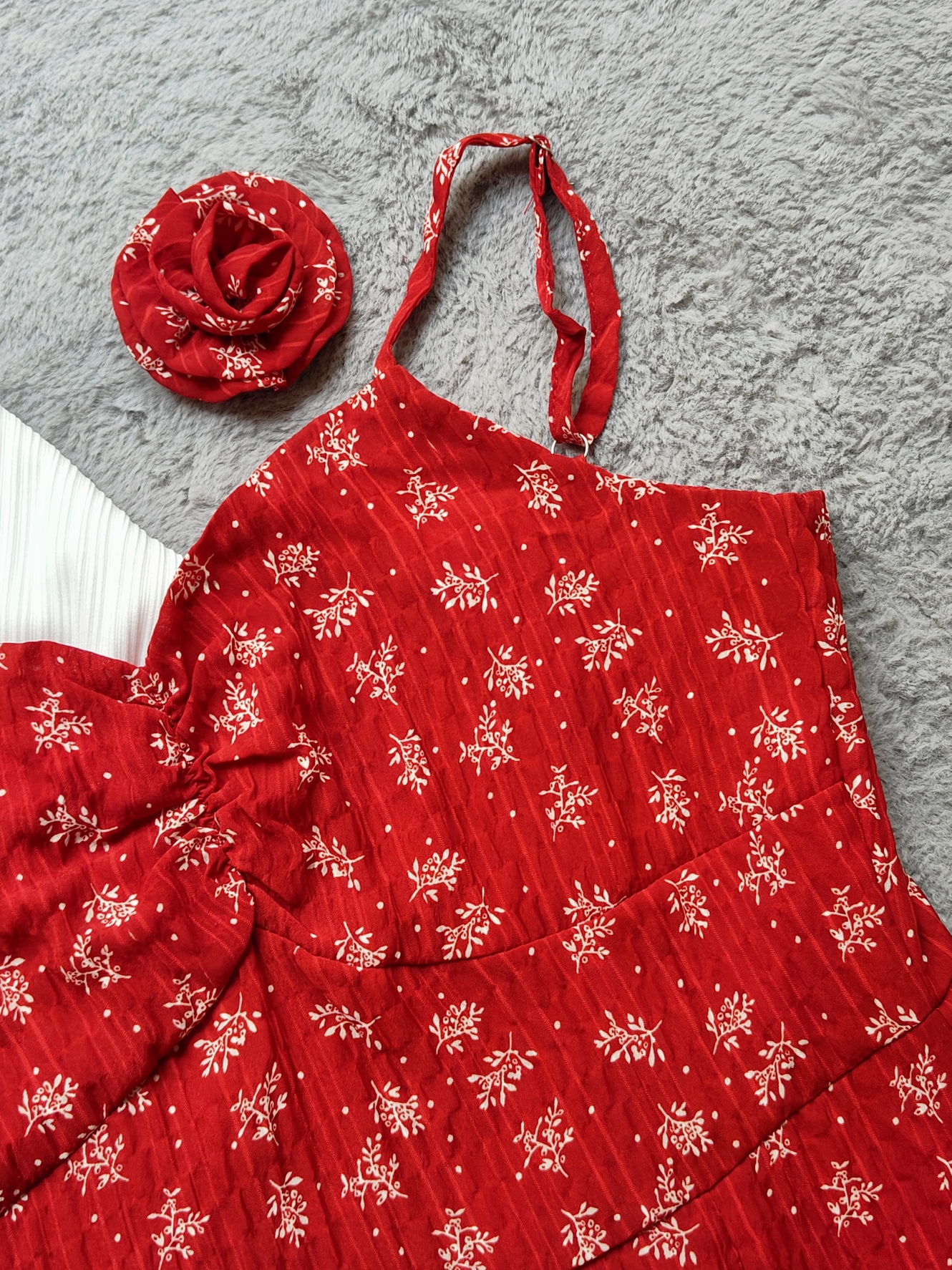 Ruby Bloom Camisole Dress + Cardigan Set 绝美红色吊带连衣裙+开衫