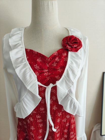 Ruby Bloom Camisole Dress + Cardigan Set 绝美红色吊带连衣裙+开衫