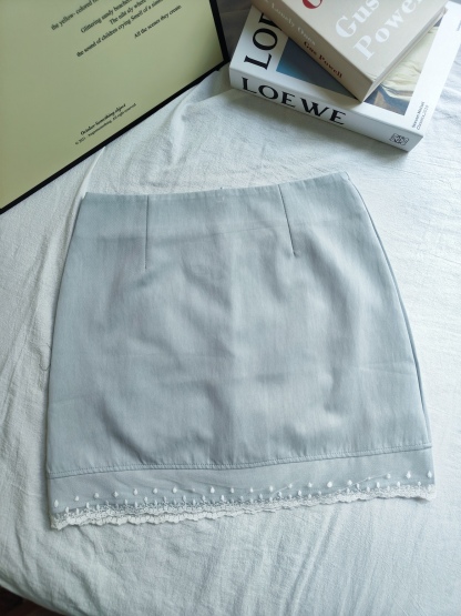 Lace Trim High-Waist A-Line Skirt 高腰蕾丝花边A字裙* 3 Colors