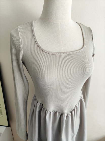 Fiona Long Sleeve Knitted Dress 方领长袖针织连衣裙*2 Colors 