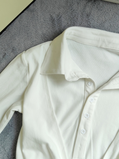 Viera DuoFit Top OL假两件修身长袖T恤*white & black