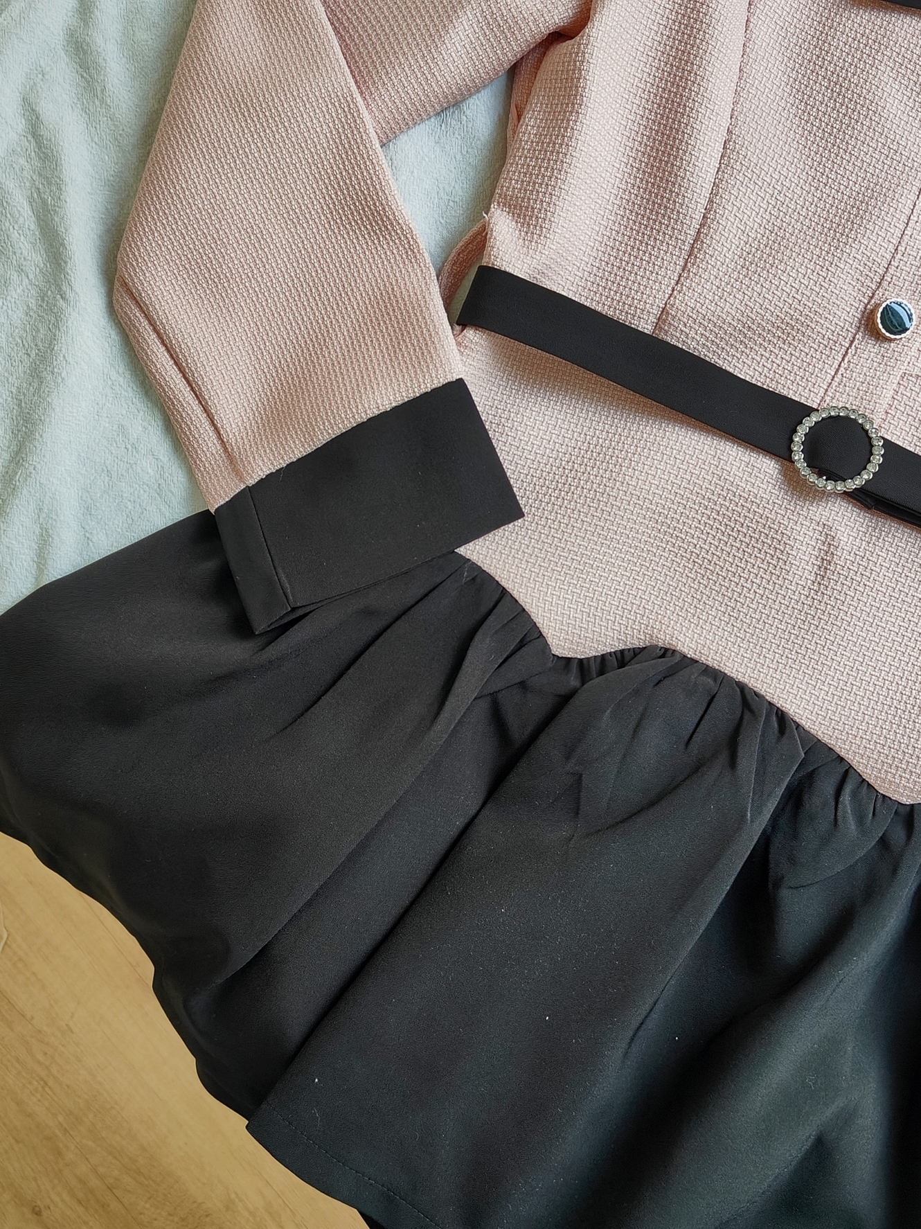 法式粉色娃娃领连衣裙* Size S