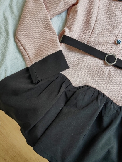 法式粉色娃娃领连衣裙* Size S