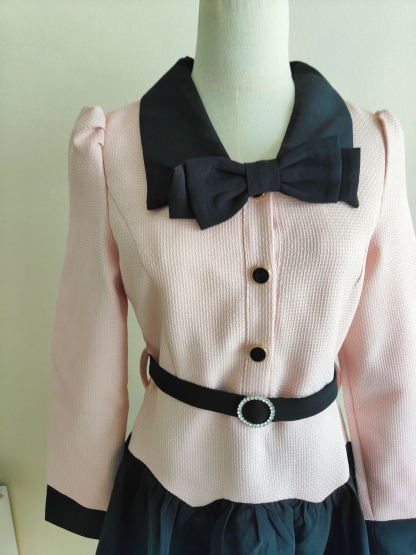 法式粉色娃娃领连衣裙* Size S