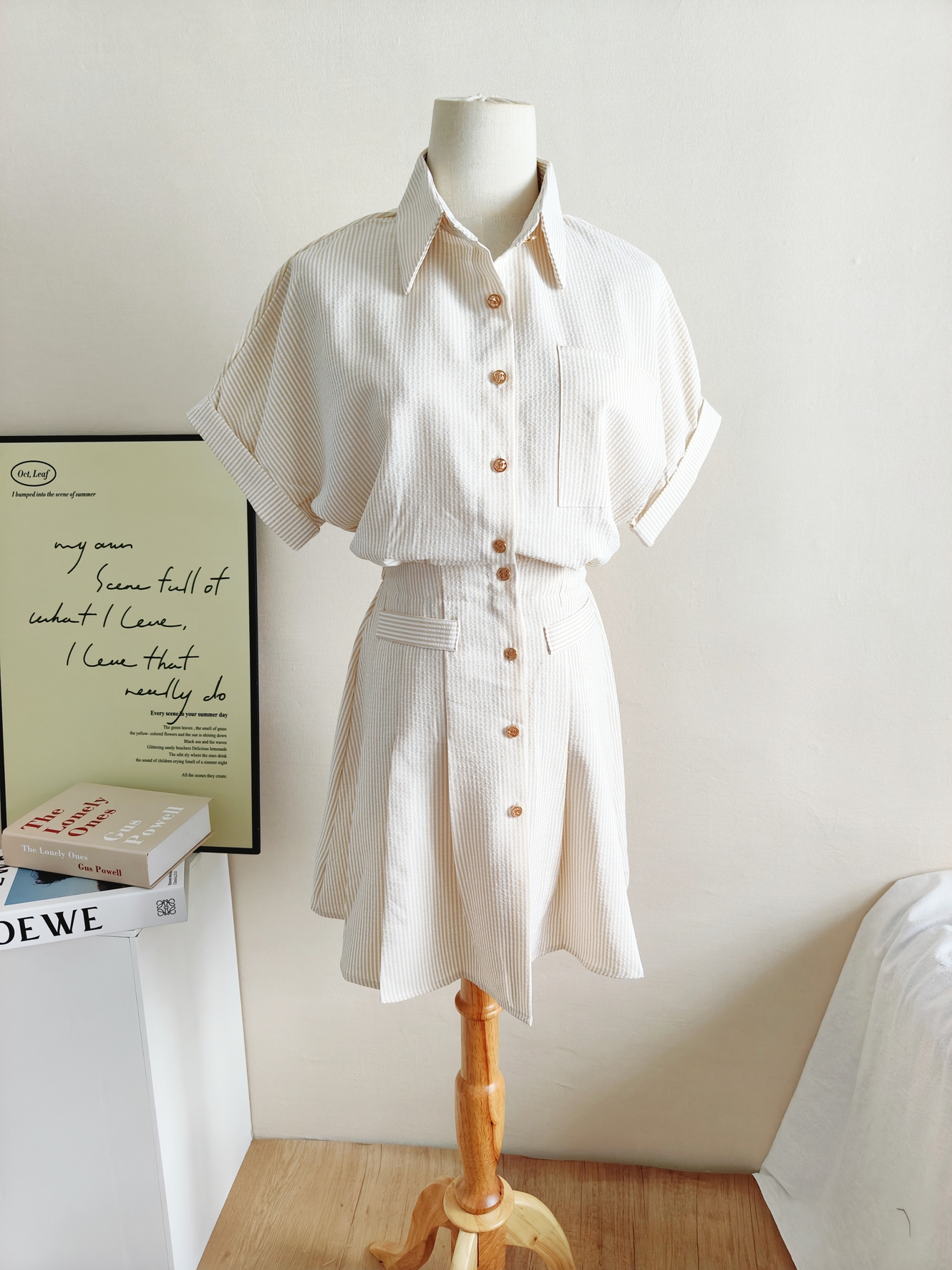 Nina Striped Shirt Dress 文艺范~条纹衬衫连衣裙*2Colors