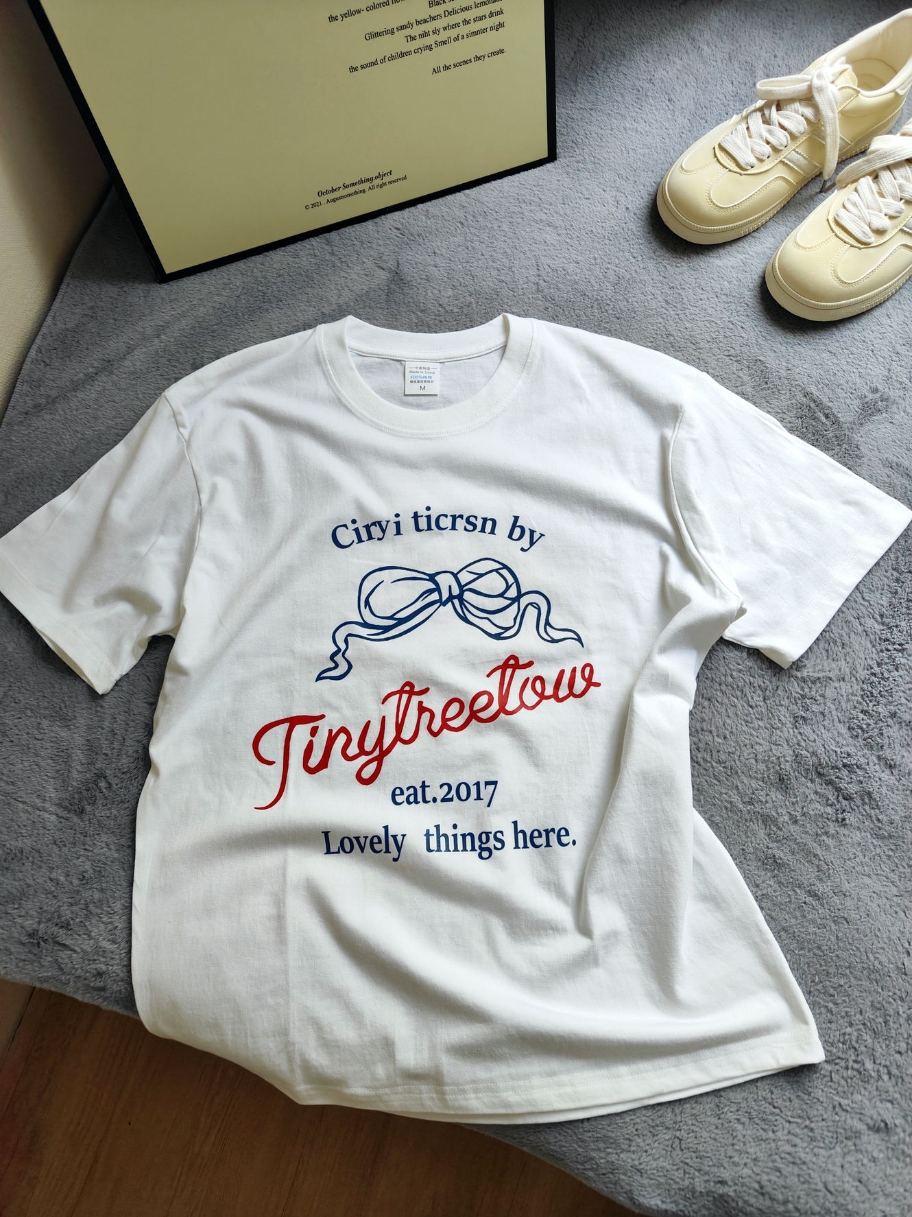 Retro Bow Letter Tee 复古蝴蝶结英文字母T恤 