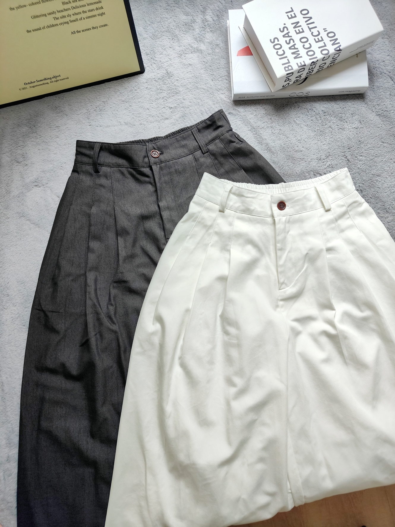Cotton High-Waist Loose Pants 洗水棉高腰宽松长裤*3 Colors