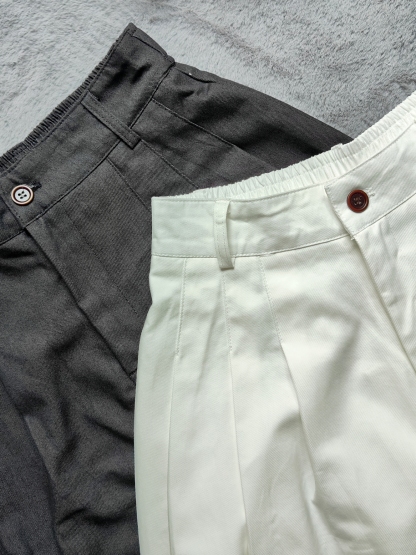 Cotton High-Waist Loose Pants 洗水棉高腰宽松长裤*3 Colors