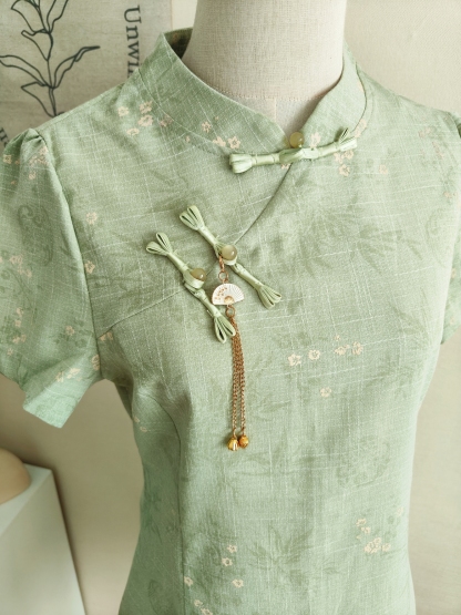 Qingzhu Huaying Modern Chinese A-Line Dress【清竹花影】新中式A字连身裙*长款*短款*3 Colors