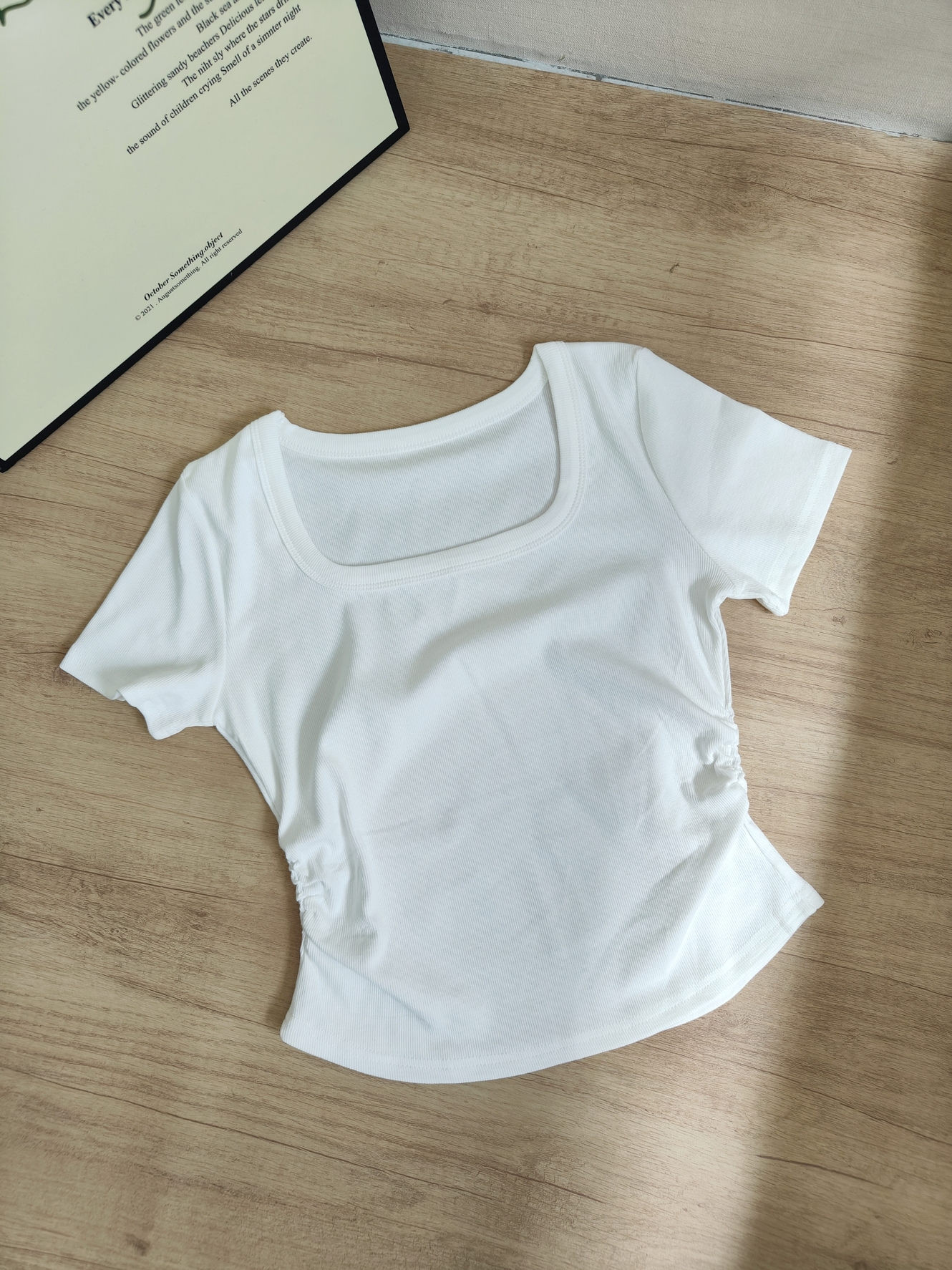 Slim Crop Tee 方领收腰短款T恤*4 Colors