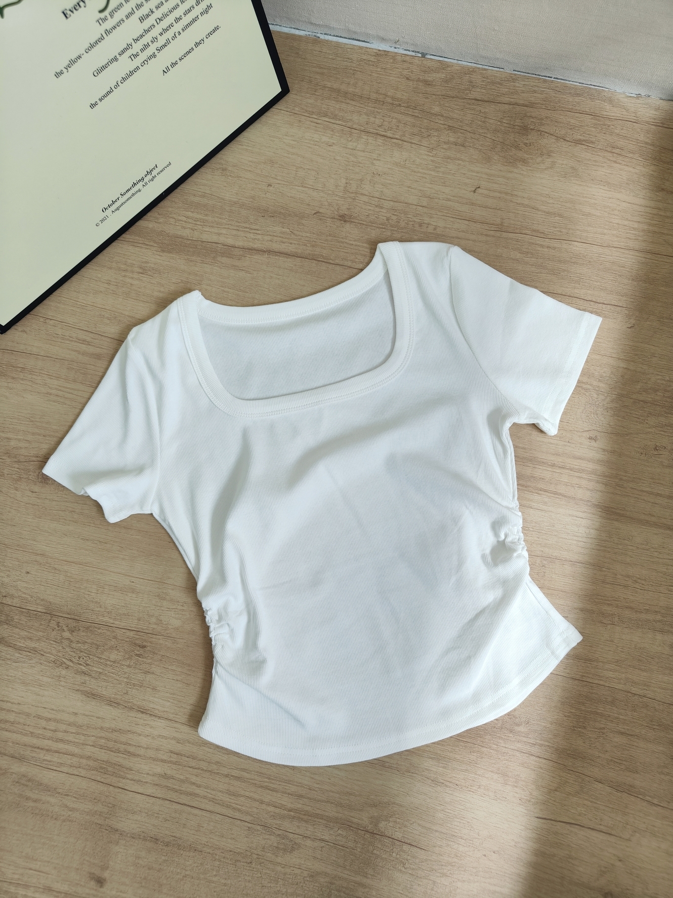 Slim Crop Tee 方领收腰短款T恤*4 Colors