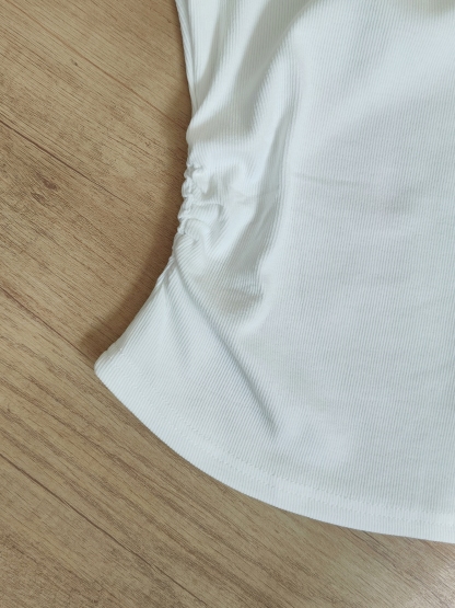 Slim Crop Tee 方领收腰短款T恤*4 Colors