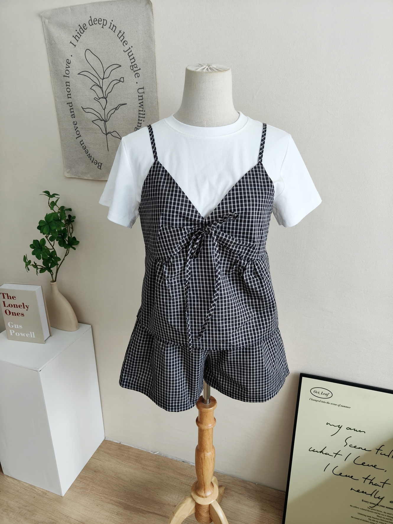Chic Plaid Co-ord Set 格子吊带上衣短裤两件套*2 Colors