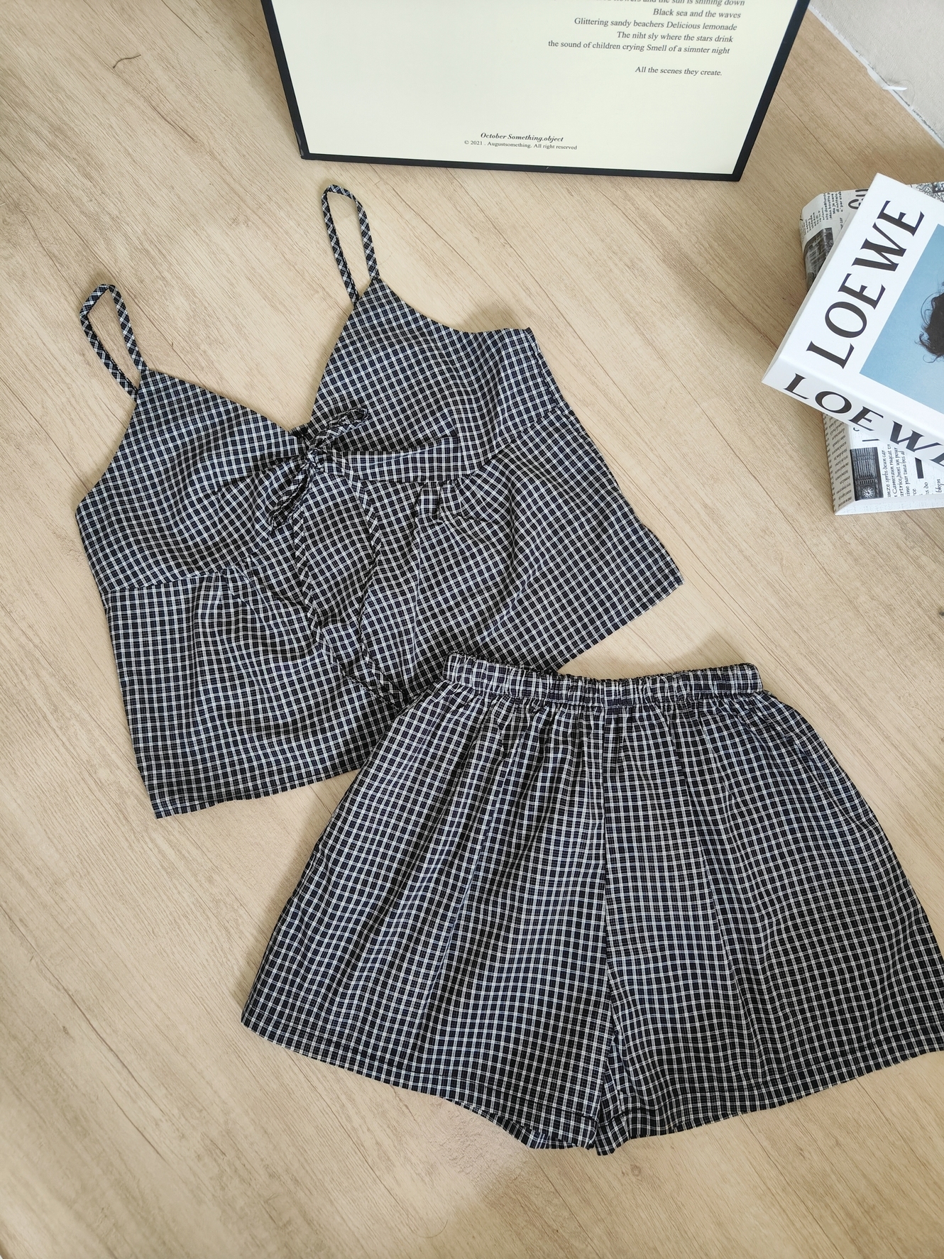 Chic Plaid Co-ord Set 格子吊带上衣短裤两件套*2 Colors